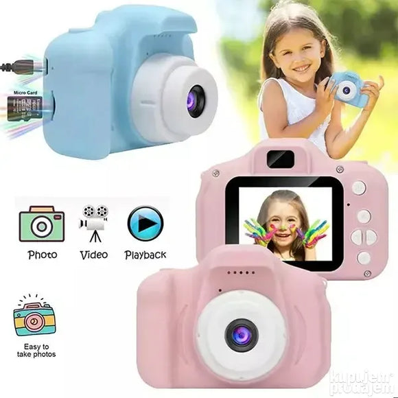 Deciji fotoaparat i kamera u dve boje Plavi i Roze -Novo