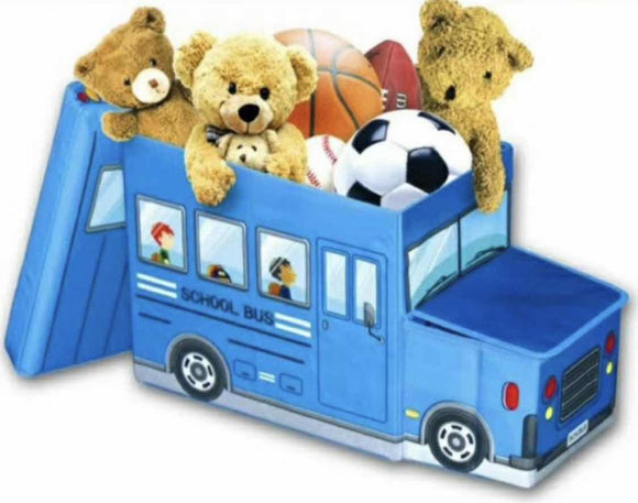 Kutija za igračke autobus tabure i kutija za igračke plavi - Kutija za igračke autobus tabure i kutija za igračke plavi