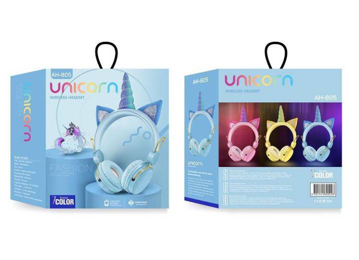 Bluetooth slusalice za decu slatki jednorog /zute - Slika 2