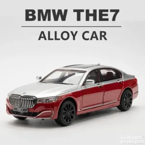 Bmw 7 metalni 1/24 razmere sivo crveni