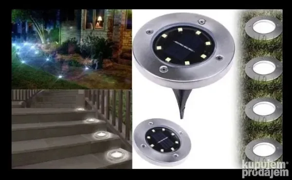 4 Ubodne Solarne Disk Svetiljke - 8 Led dioda - Slika 3