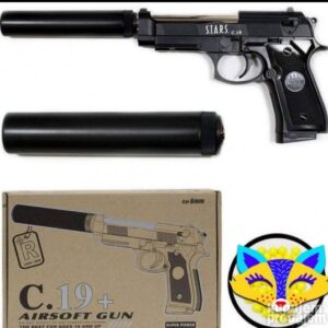 Metalni Pistolj za Airsoft model C.19 C19+ sa prigusivacem