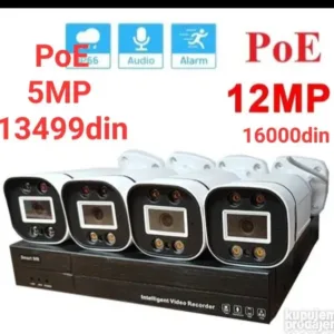 Set video nadzor POE 5MP 12MP kamere 4 kom 4k rezolucija