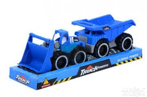 Buldozer i kamion plavi