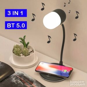 Led lampa, Bluetooth zvučnik i bežični punjač 3u1