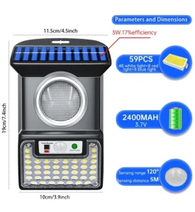 Lampa solarna sa 59 dioda - Slika 3